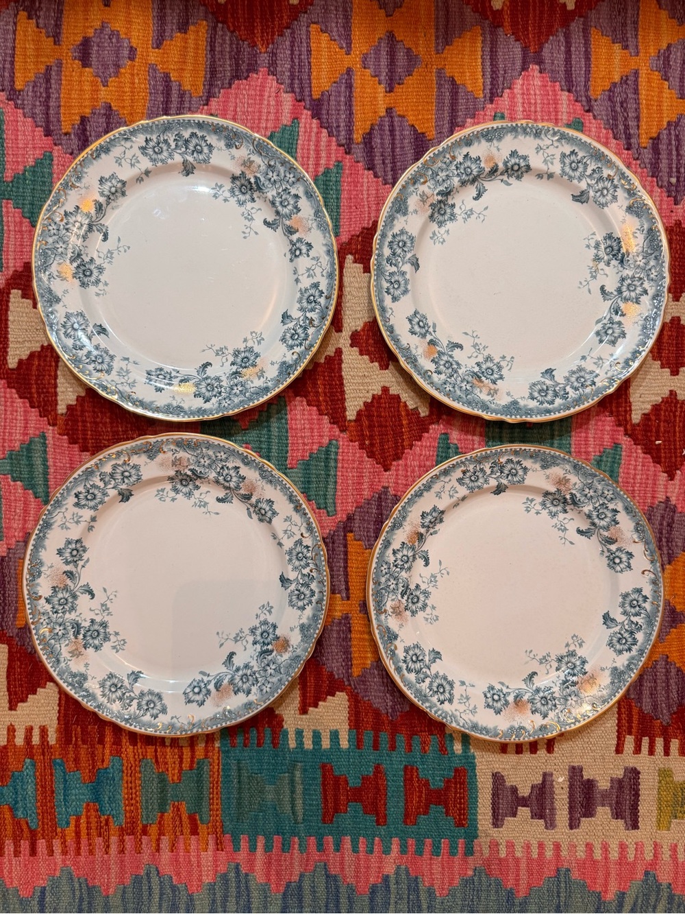 Staffordshire plates, antique, set of four, EUC